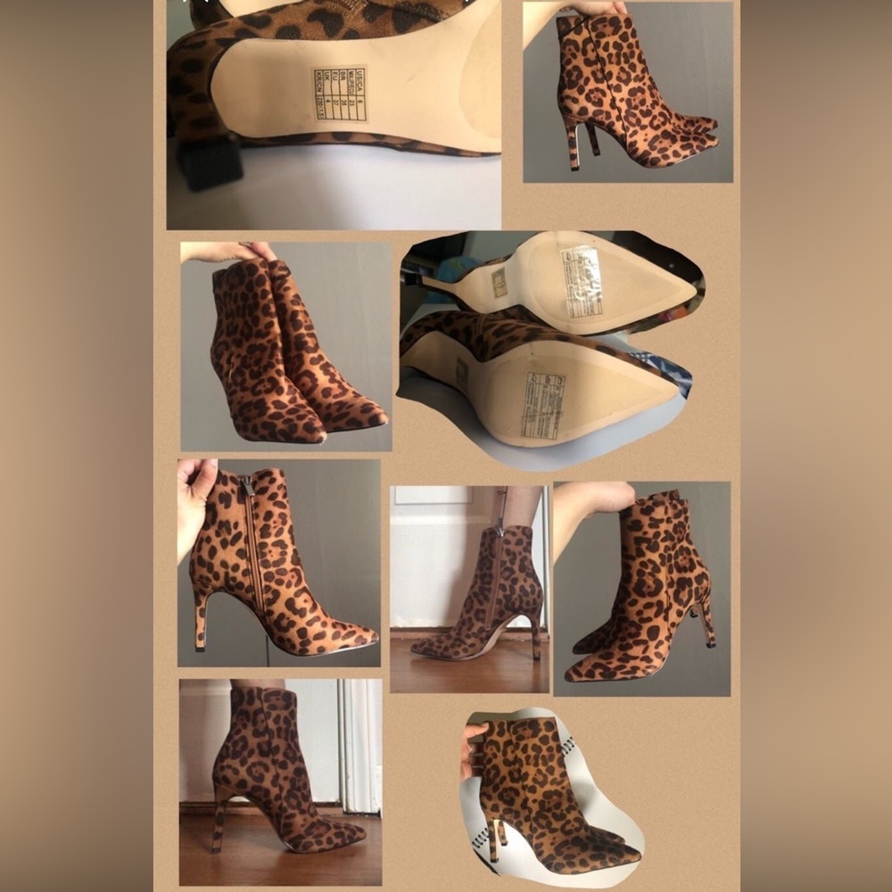 Animal print pointy toe ankle Boot heels